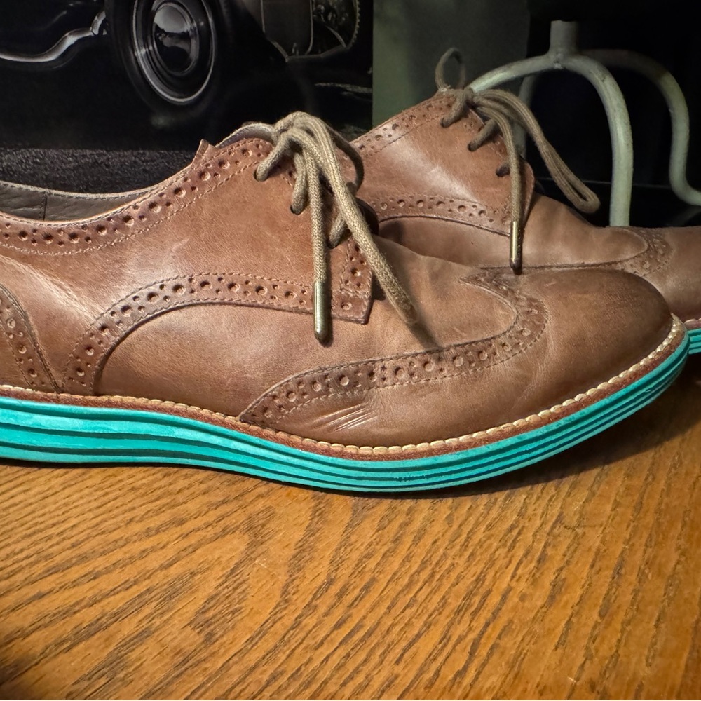 Cole Haan Brown Leather Wingtip Flats